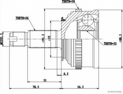 HERTH BUSS JAKOPARTS j2824134 -  Шарнирный комплект, приводной вал